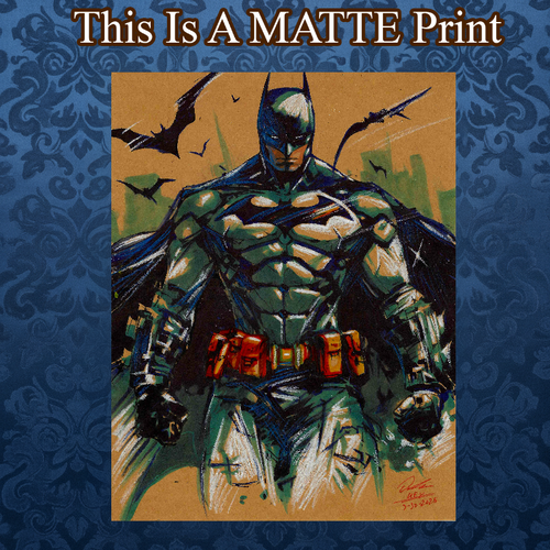 Batman Art Illustration Hard Signed 8.5x11in Fine Art PRINT