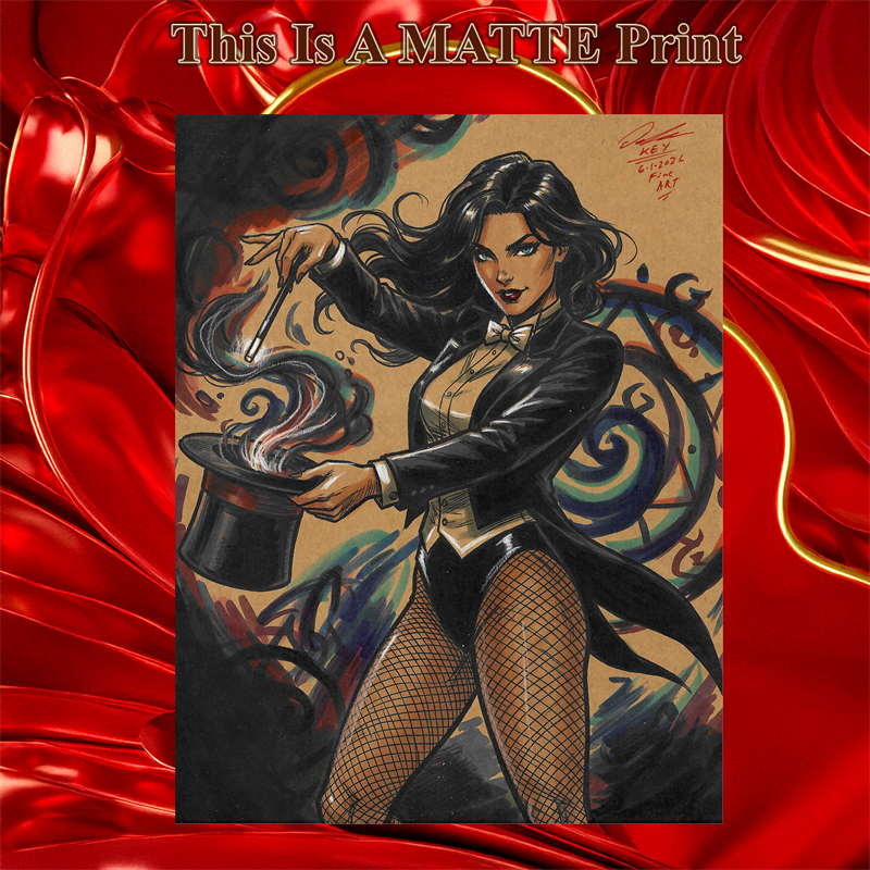 Zatanna Art Illustration Hard Signed 8.5x11in Fine Art PRINT