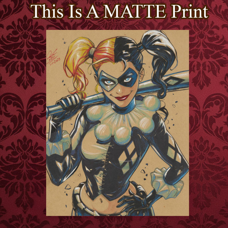 Harley Quinn Art Illustration Hard Signed 8.5x11in Fine Art PRINT