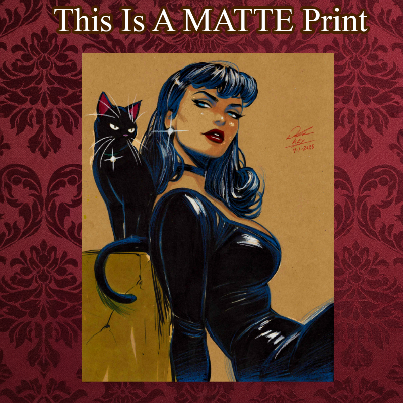 Catwoman Art Illustration Hard Signed 8.5x11in Fine Art PRINT