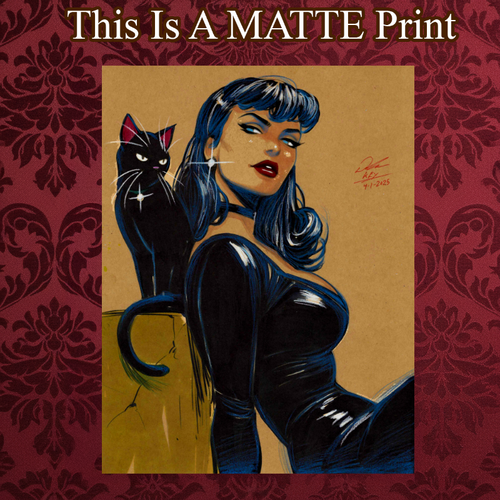 Catwoman Art Illustration Hard Signed 8.5x11in Fine Art PRINT