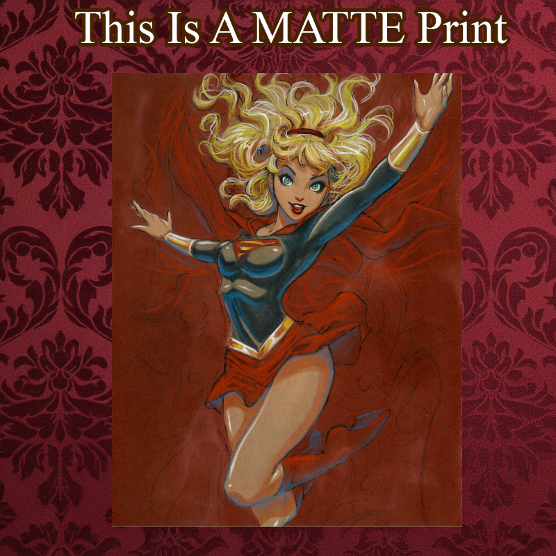 Supergirl Art Illustration Hard Signed 8.5x11in Fine Art PRINT