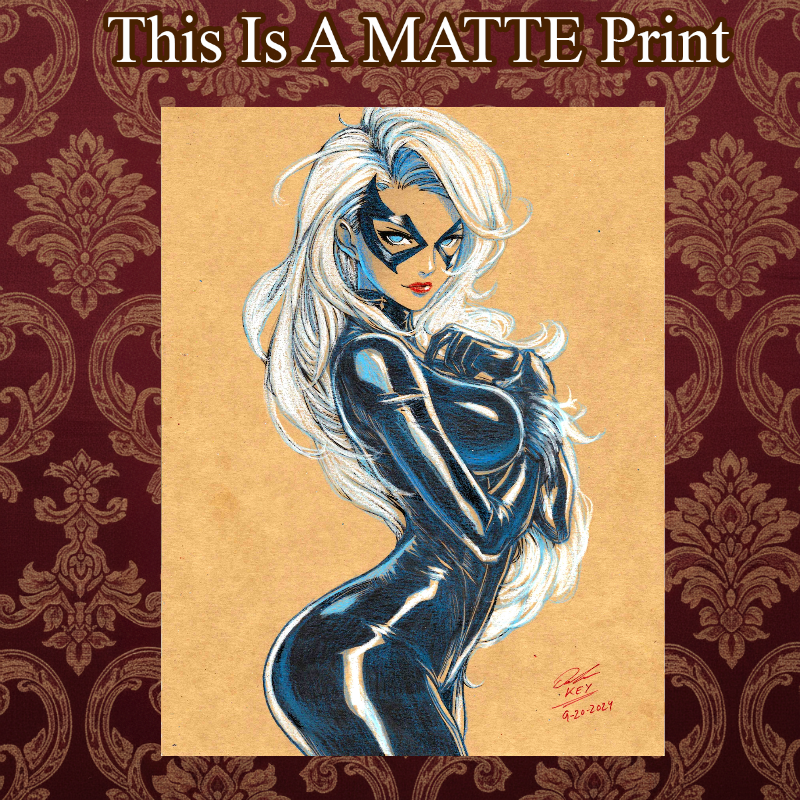 Black Cat Art Illustration Hard Signed 8.5x11in Fine Art PRINT