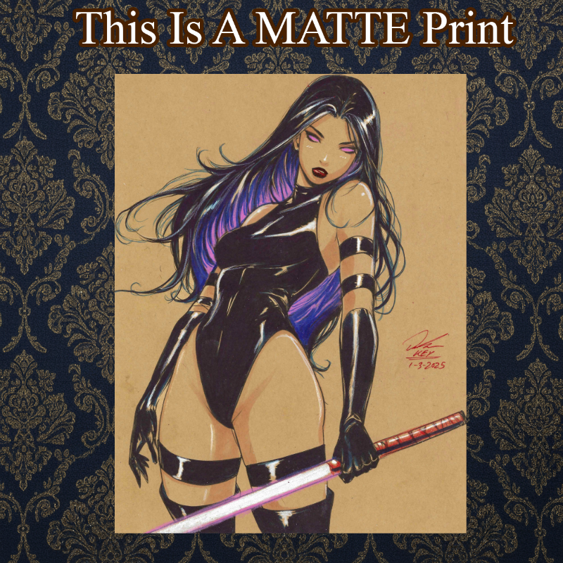Psylocke Art Illustration Hard Signed 8.5x11in Fine Art PRINT