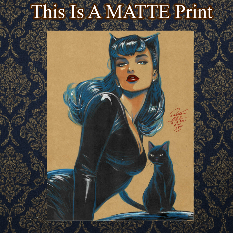 Catwoman Art Illustration Hard Signed 8.5x11in Fine Art PRINT