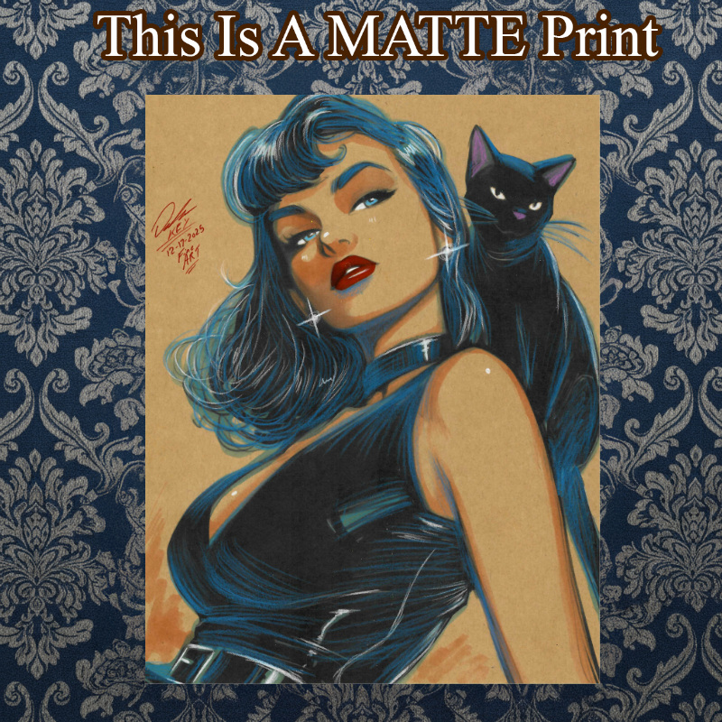 Catwoman Art Illustration Hard Signed 8.5x11in Fine Art PRINT