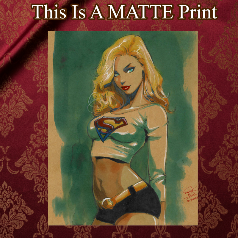 Supergirl Art Illustration Hard Signed 8.5x11in Fine Art PRINT