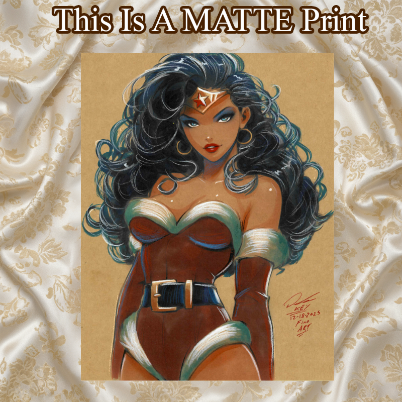 Wonder Woman Art Illustration Hard Signed 8.5x11in Fine Art PRINT