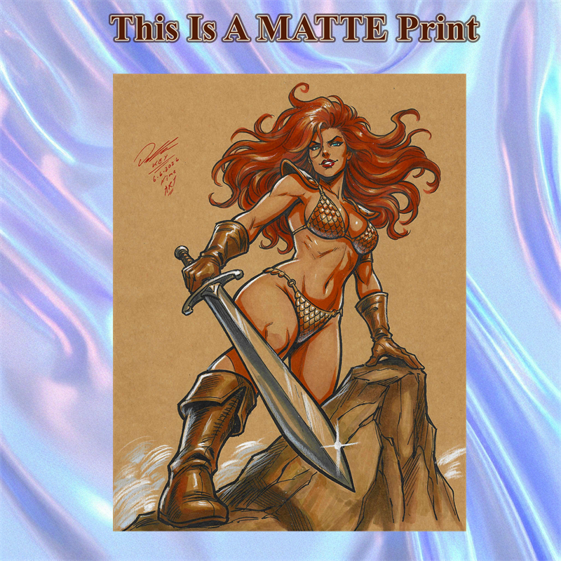 Red Sonja Art Illustration Hard Signed 8.5x11in Fine Art PRINT