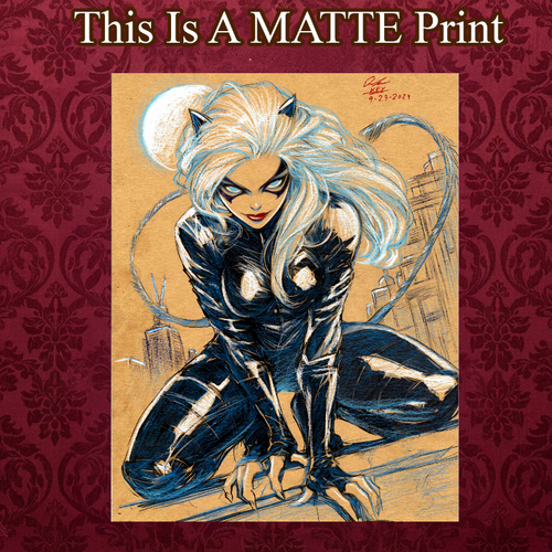 Black Cat Art Illustration Hard Signed 8.5x11in Fine Art PRINT
