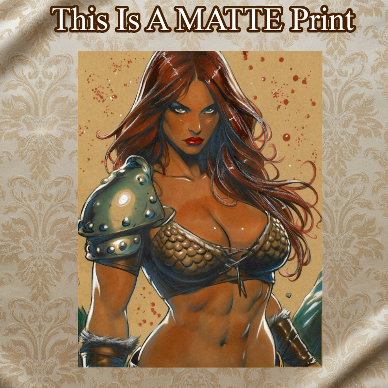 Red Sonja Art Illustration Hard Signed 8.5x11in Fine Art PRINT