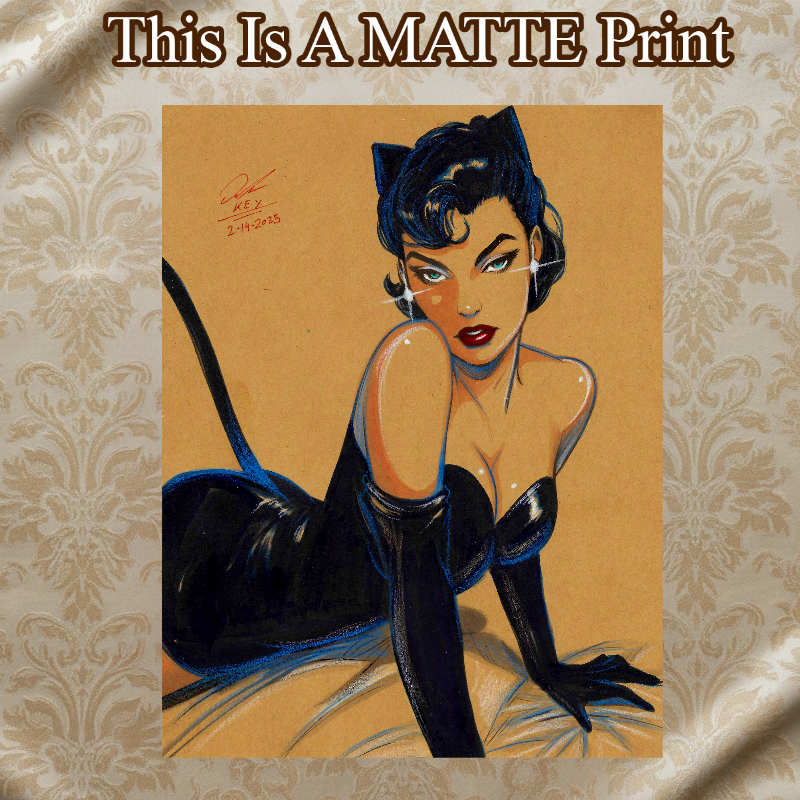 Catwoman Art Illustration Hard Signed 8.5x11in Fine Art PRINT