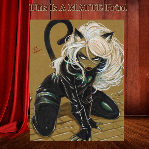 Black Cat Art Illustration Hard Signed 8.5x11in Fine Art PRINT