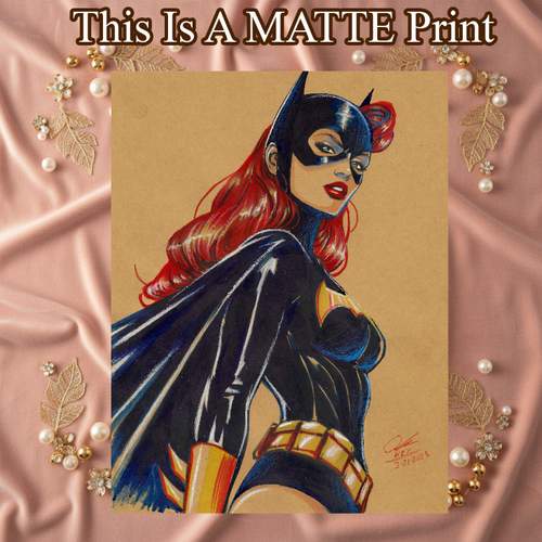 Batgirl Art Illustration Hard Signed 8.5x11in Fine Art PRINT