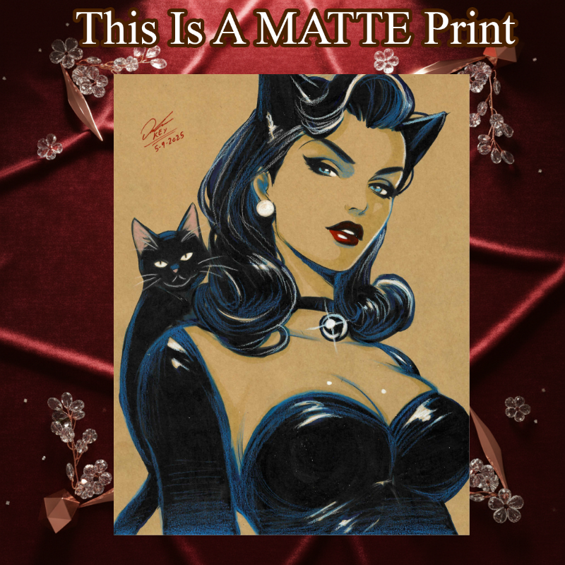 Catwoman Art Illustration Hard Signed 8.5x11in Fine Art PRINT