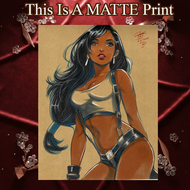 Tifa Lockhart Art Illustration Hard Signed 8.5x11in Fine Art PRINT