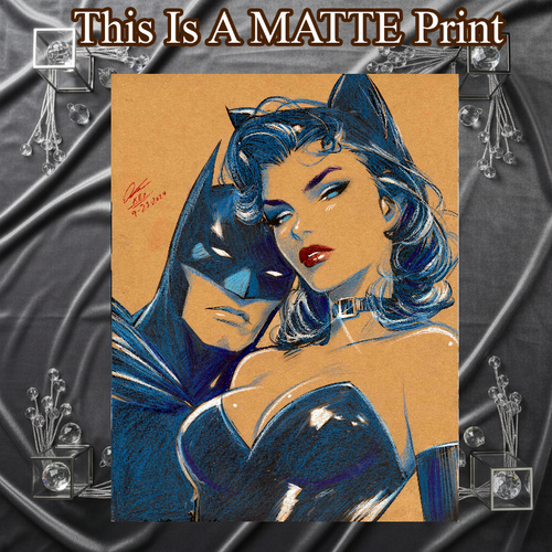 Catwoman Art Illustration Hard Signed 8.5x11in Fine Art PRINT