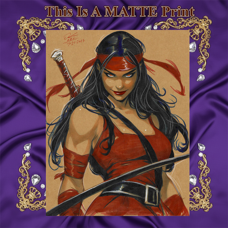 Elektra Art Illustration Hard Signed 8.5x11in Fine Art PRINT
