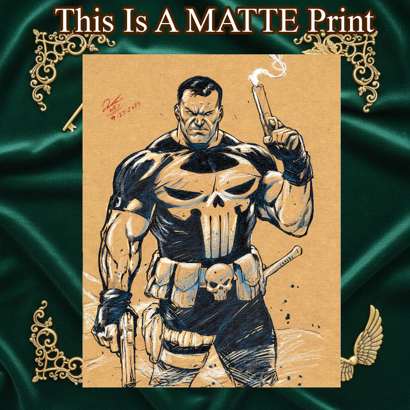 Punisher Art Illustration Hard Signed 8.5x11in Fine Art PRINT