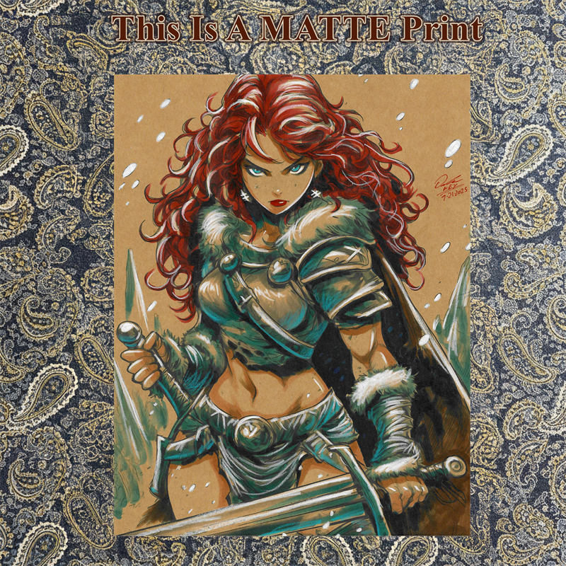 Red Sonja Art Illustration Hard Signed 8.5x11in Fine Art PRINT