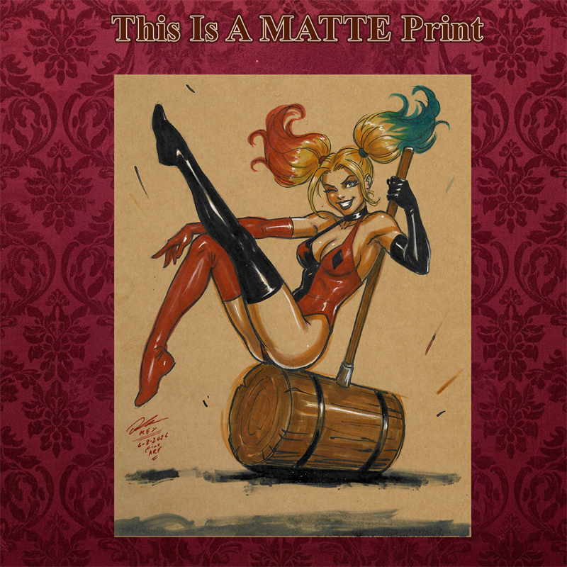 Harley Quinn Art Illustration Hard Signed 8.5x11in Fine Art PRINT