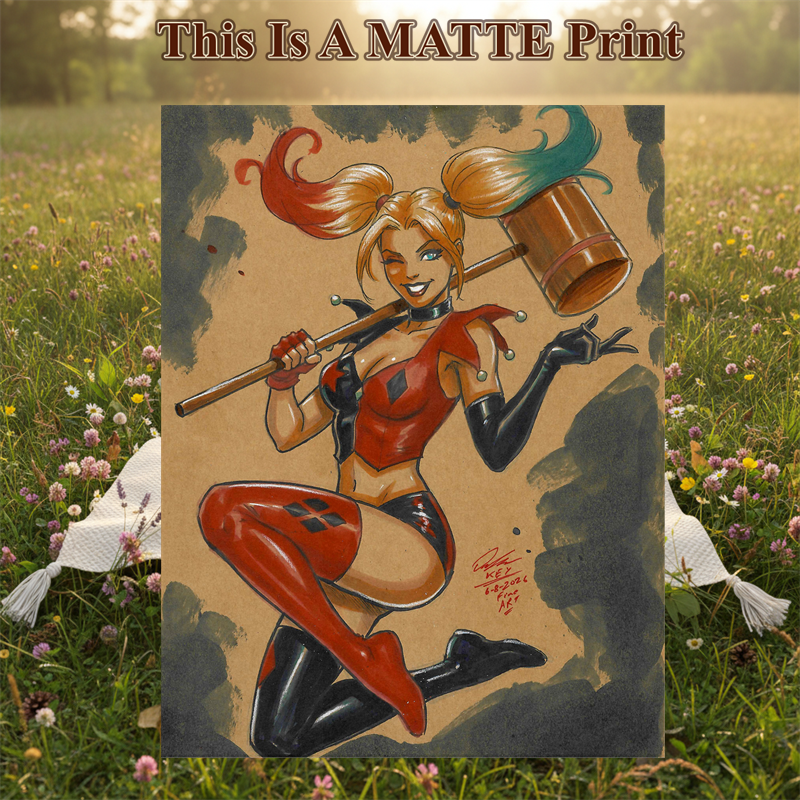 Harley Quinn Art Illustration Hard Signed 8.5x11in Fine Art PRINT