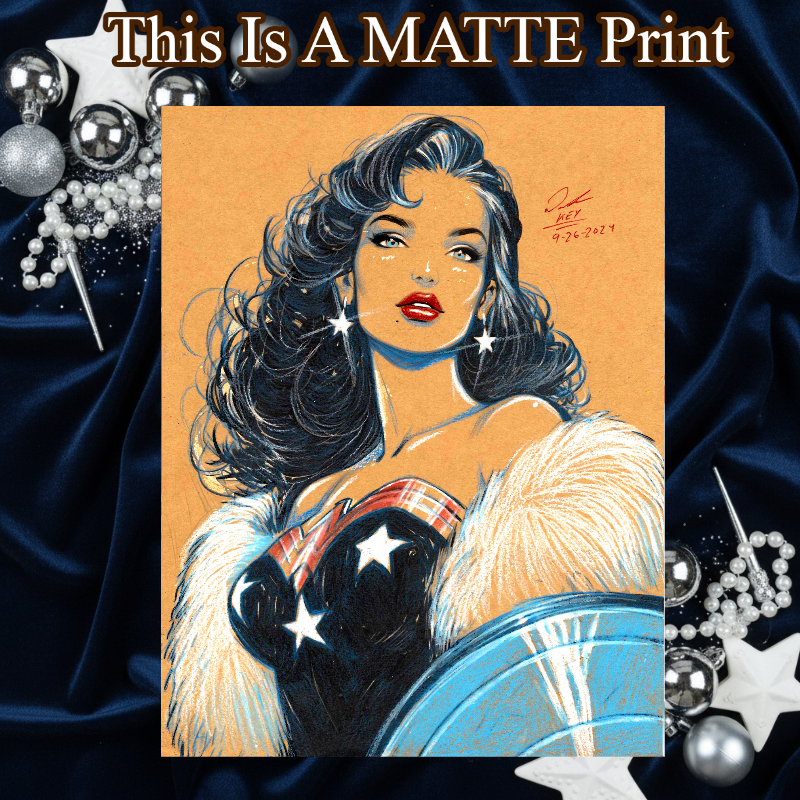 Wonder Woman Art Illustration Hard Signed 8.5x11in Fine Art PRINT