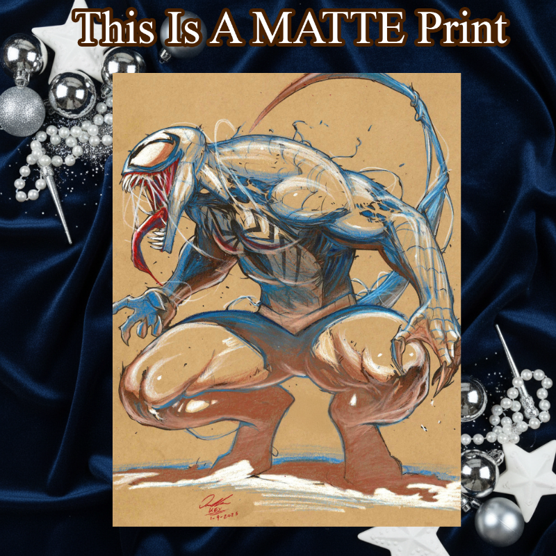 Spiderman X Venom Art Illustration Hard Signed 8.5x11in Fine Art PRINT