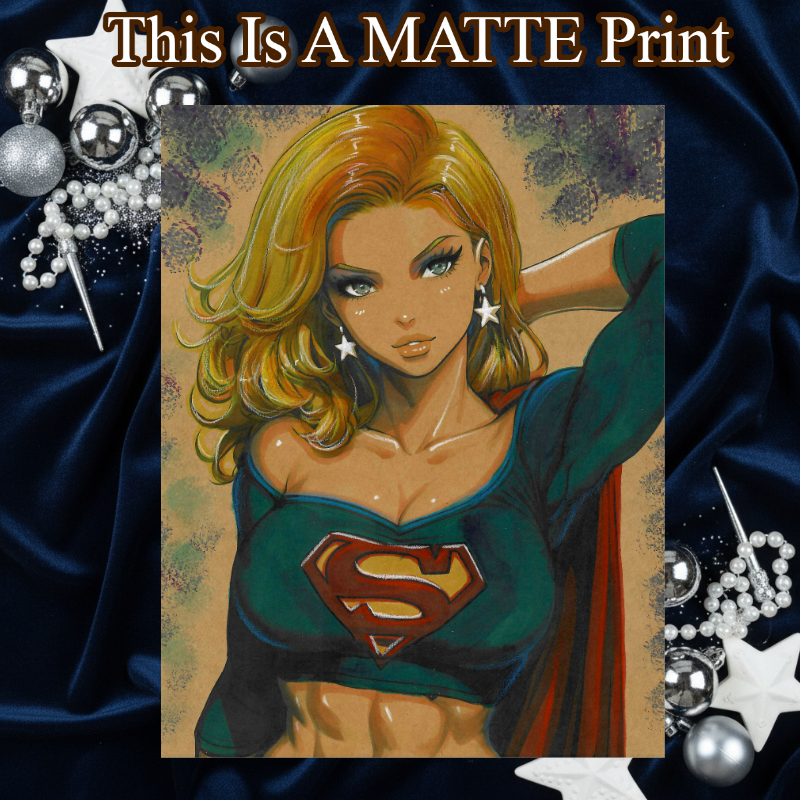 Supergirl Art Illustration Hard Signed 8.5x11in Fine Art PRINT