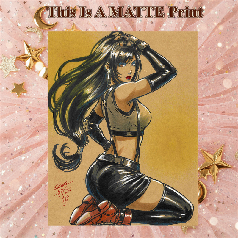 Tifa Lockhart Art Illustration Hard Signed 8.5x11in Fine Art PRINT