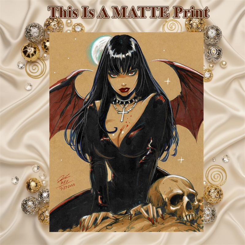 Vampire Art Illustration Hard Signed 8.5x11in Fine Art PRINT