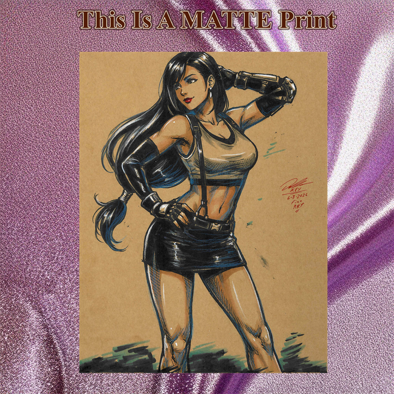 Tifa Lockhart Art Illustration Hard Signed 8.5x11in Fine Art PRINT