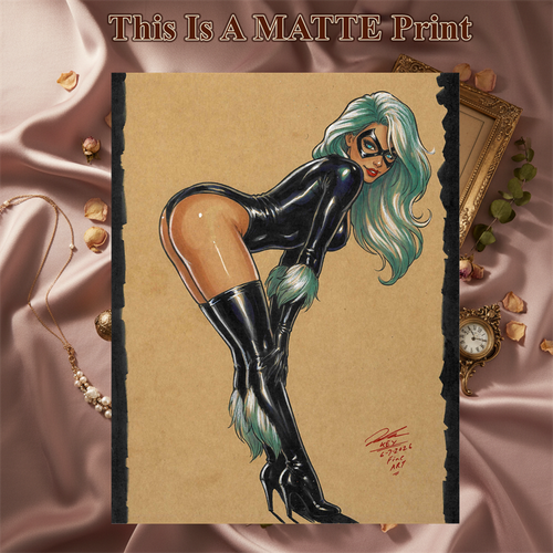 Black Cat Art Illustration Hard Signed 8.5x11in Fine Art PRINT