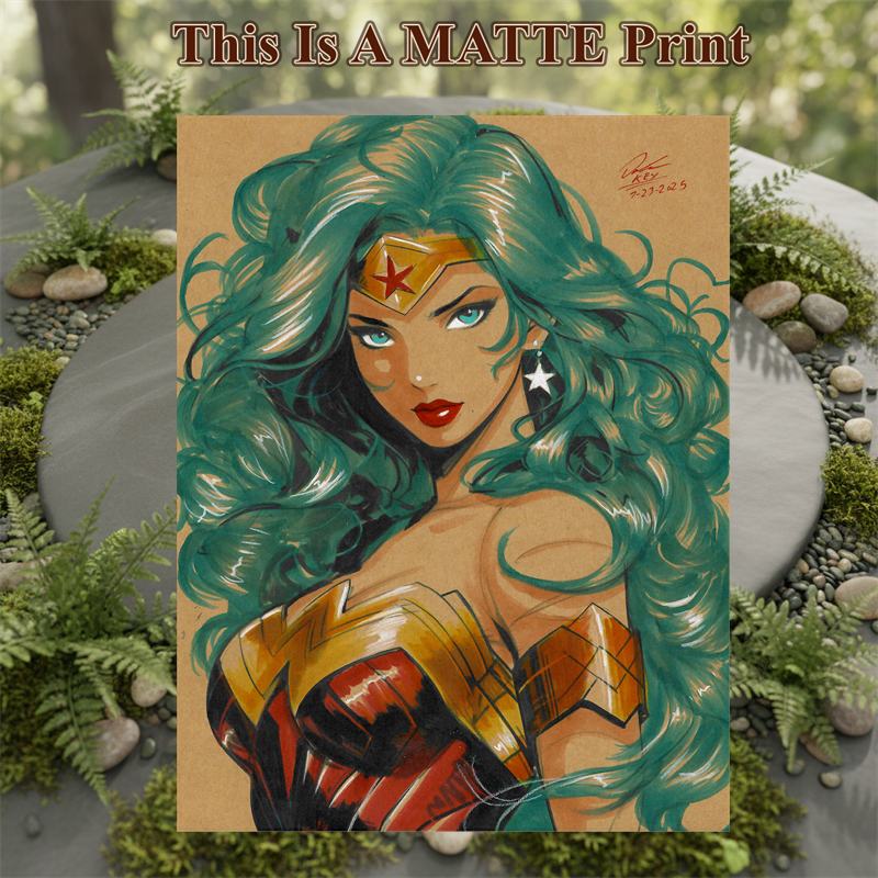Wonder Woman Art Illustration Hard Signed 8.5x11in Fine Art PRINT