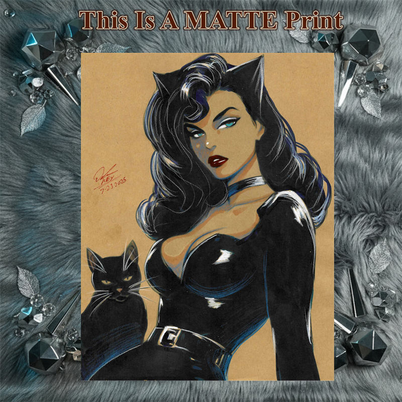 Catwoman Art Illustration Hard Signed 8.5x11in Fine Art PRINT