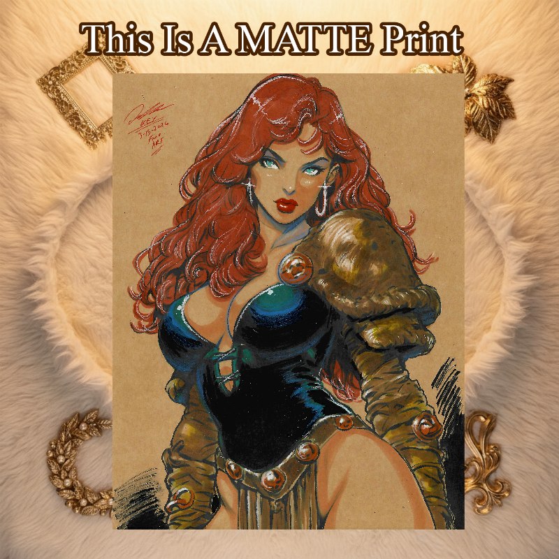 Red Sonja Art Illustration Hard Signed 8.5x11in Fine Art PRINT