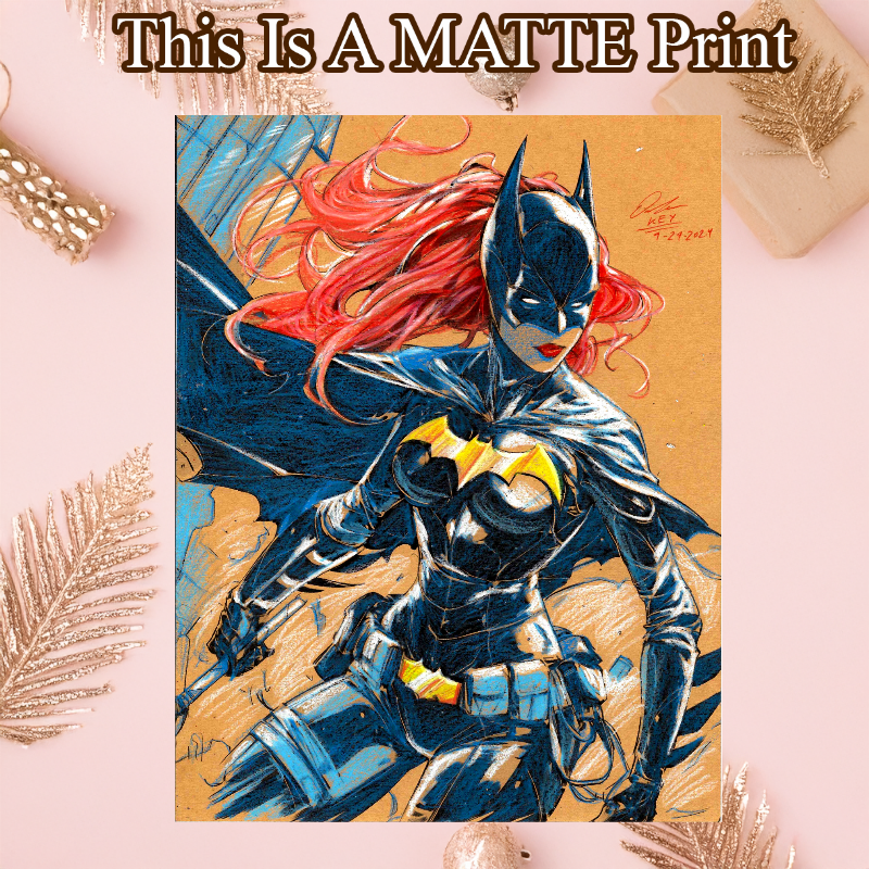 Batgirl Art Illustration Hard Signed 8.5x11in Fine Art PRINT