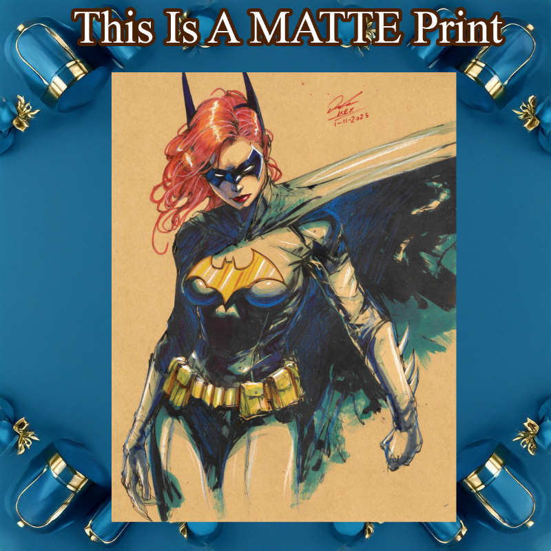 Batgirl Art Illustration Hard Signed 8.5x11in Fine Art PRINT