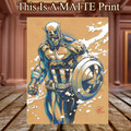 Captain America Art Illustration Hard Signed 8.5x11in Fine Art PRINT