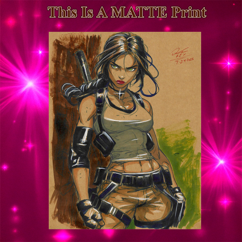Lara Croft Art Illustration Hard Signed 8.5x11in Fine Art PRINT