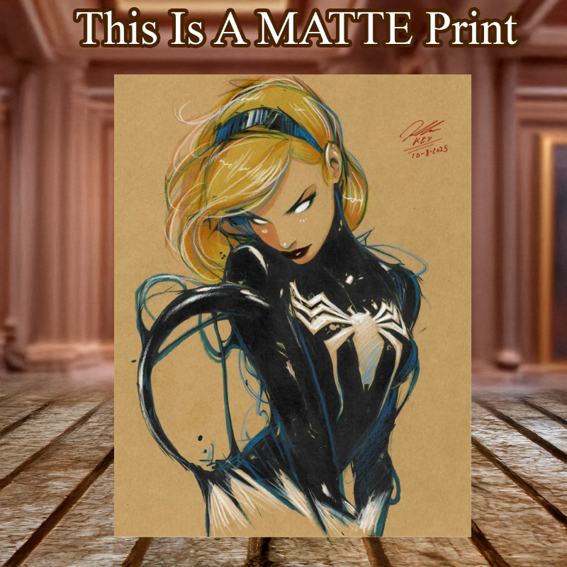 Gwen X Venom Art Illustration Hard Signed 8.5x11in Fine Art PRINT