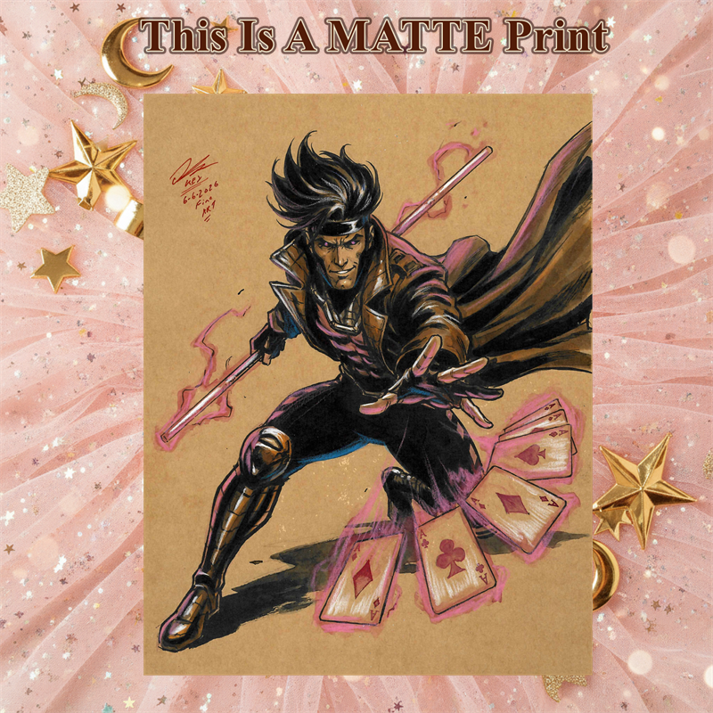 Gambit Art Illustration Hard Signed 8.5x11in Fine Art PRINT