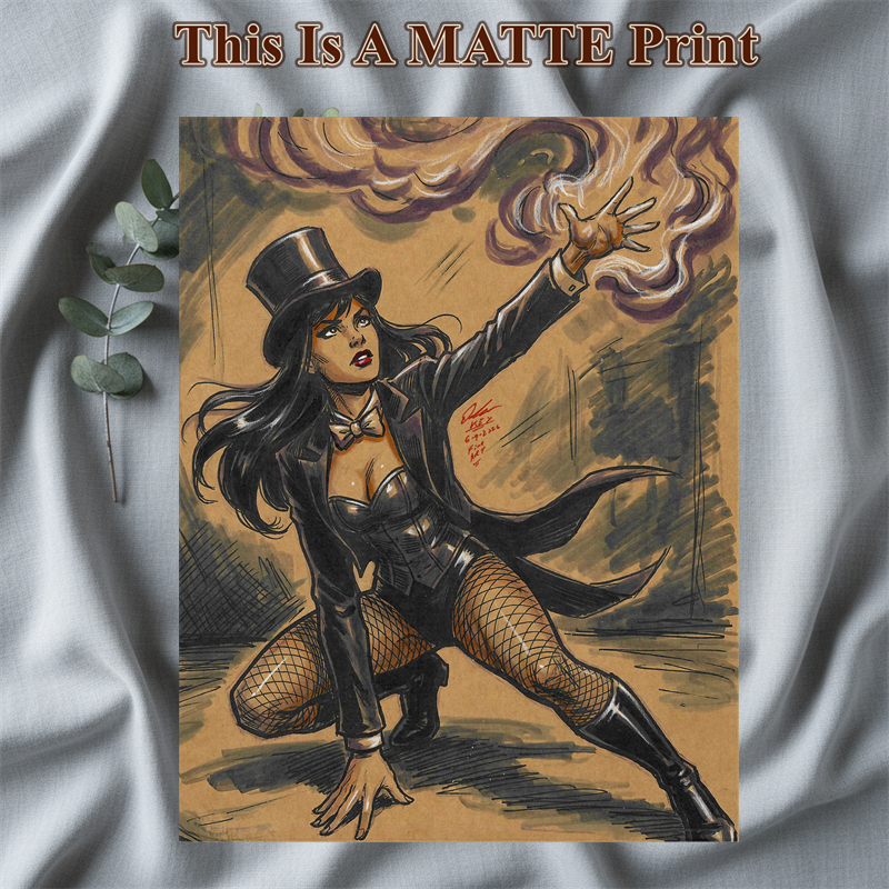 Zatanna Art Illustration Hard Signed 8.5x11in Fine Art PRINT