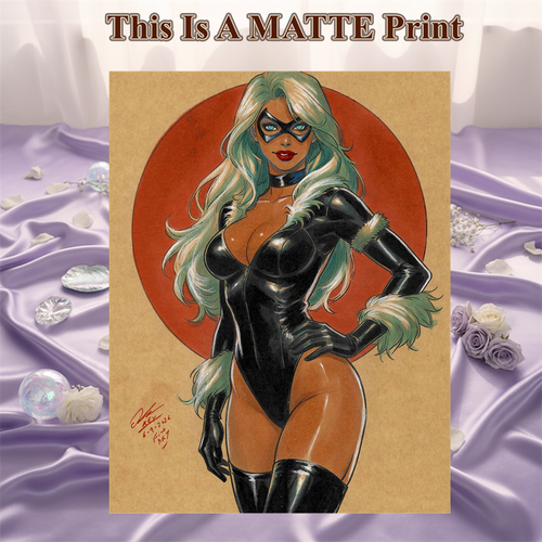 Black Cat Art Illustration Hard Signed 8.5x11in Fine Art PRINT