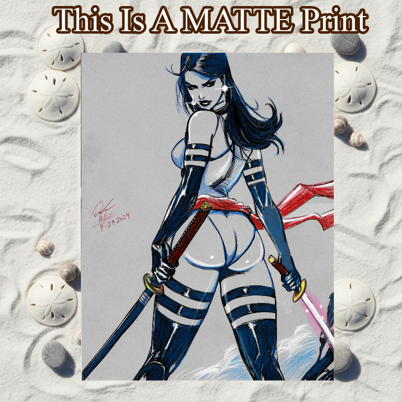 Psylocke Art Illustration Hard Signed 8.5x11in Fine Art PRINT
