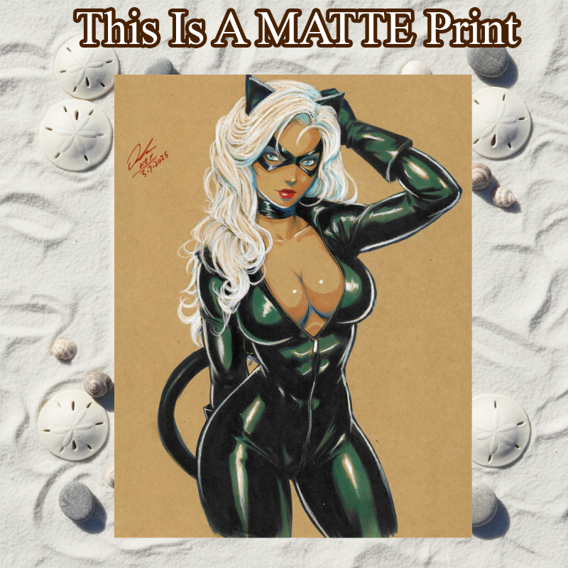 Black Cat Art Illustration Hard Signed 8.5x11in Fine Art PRINT
