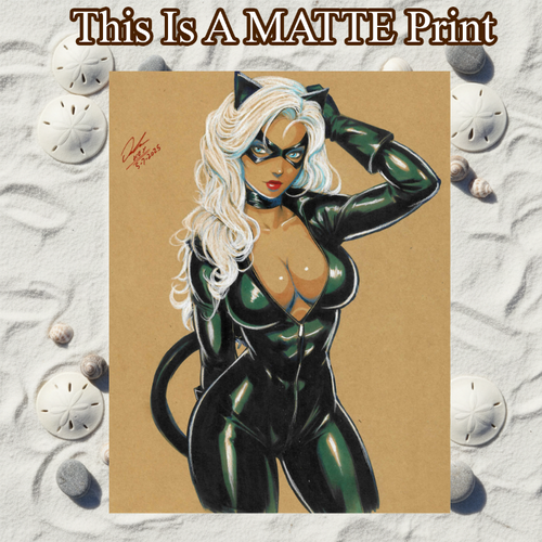 Black Cat Art Illustration Hard Signed 8.5x11in Fine Art PRINT