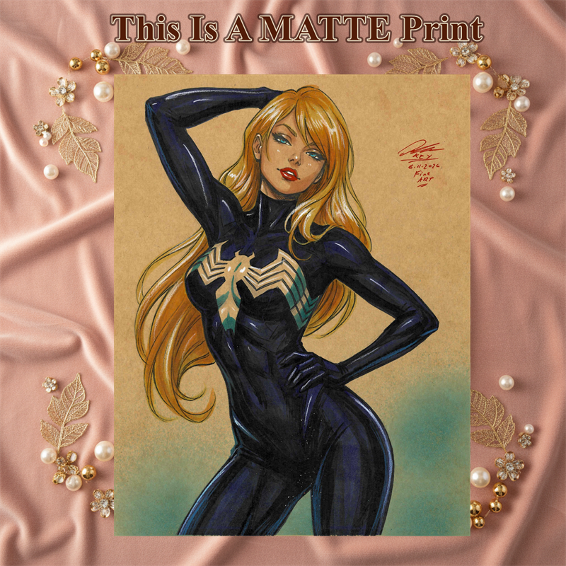 Gwen X Venom Art Illustration Hard Signed 8.5x11in Fine Art PRINT