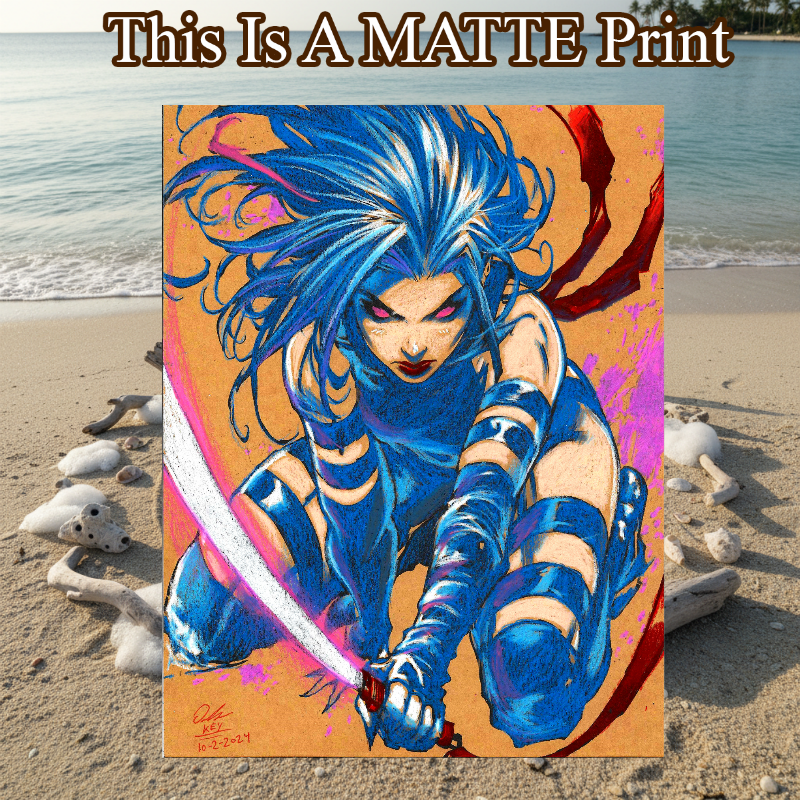 Psylocke Art Illustration Hard Signed 8.5x11in Fine Art PRINT