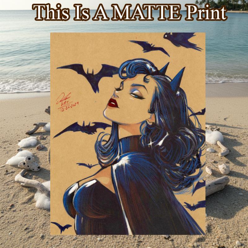 Catwoman Art Illustration Hard Signed 8.5x11in Fine Art PRINT